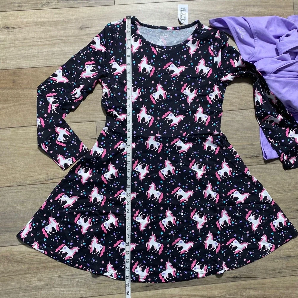 The Children's Place Girls 2-Pack Skater Everyday Dresses‎ Size 16 Unicorn - Picture 4 of 11